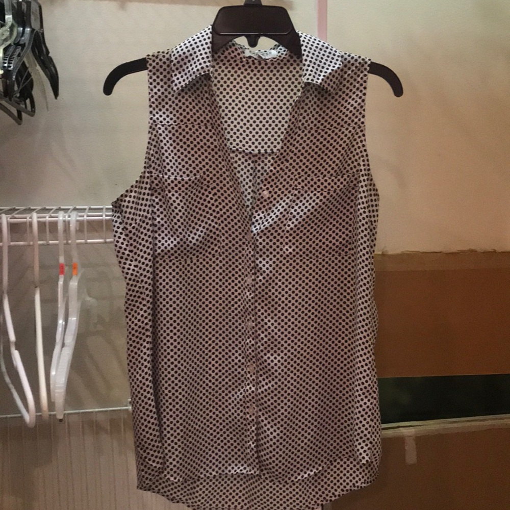 Sleeveless polka dot blouse